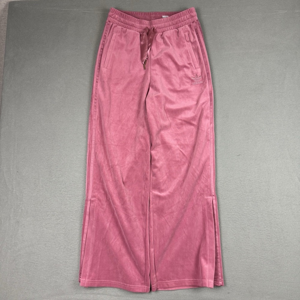 Adidas Velvet Track Pants Womens S (Youth XL) Pink Y2K Barbiecore Juicy Baggy